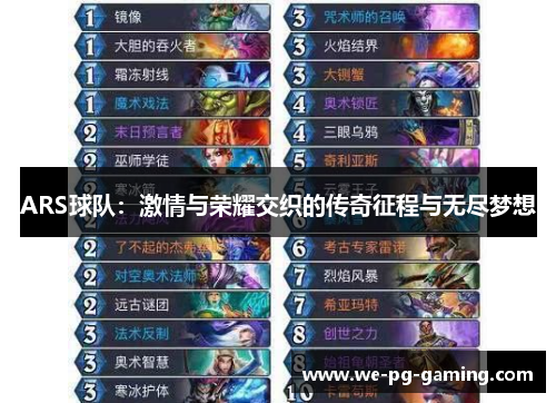 ARS球队:激情与荣耀交织的传奇征程与无尽梦想 ARS球队:激情与荣耀交织的传奇征程与无尽梦想