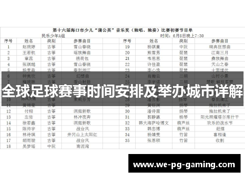 全球足球赛事时间安排及举办城市详解 全球足球赛事时间安排及举办城市详解