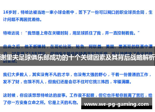 谢里夫足球俱乐部成功的十个关键因素及其背后战略解析 谢里夫足球俱乐部成功的十个关键因素及其背后战略解析